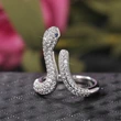 New full zirconium super flash U snake-shaped ring female niche design high-end light luxury trend open ring