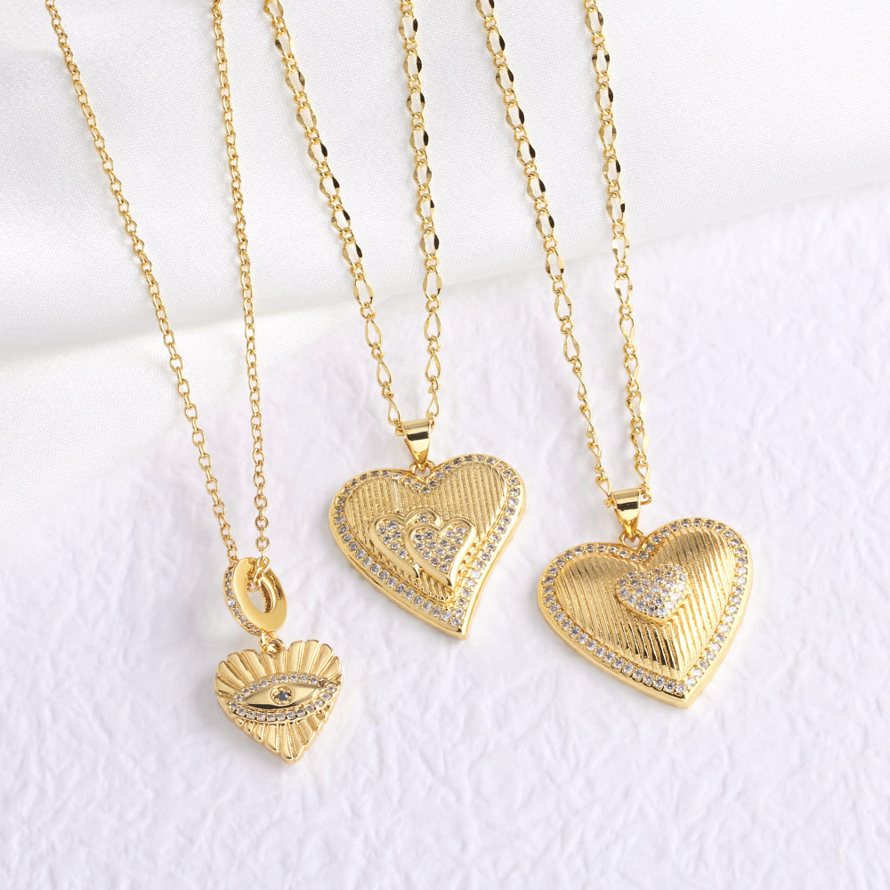 AS jewelry hot selling love heart copper plated 18k gold pendant necklace female nkb324 necklace