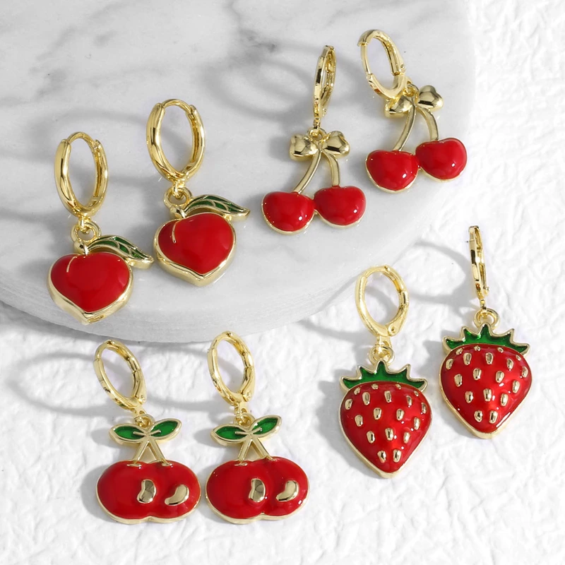 AS jewelry European and American oil drop fruit cherry strawberry pendant earrings earrings era098 earrings