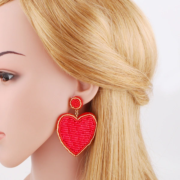 New hot selling Bohemian earrings jewelry love peach heart rice bead earrings earrings wholesale era191