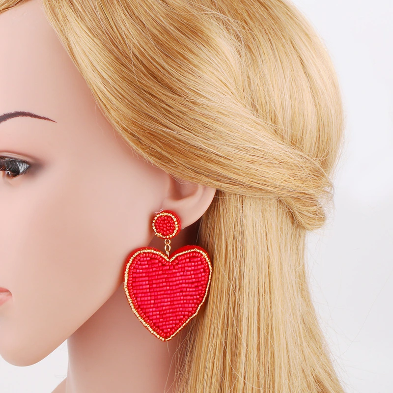 New hot selling Bohemian earrings jewelry love peach heart rice bead earrings earrings wholesale era191