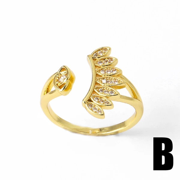 AS jewelry European and American love open ring female copper plated 18k gold heart-shaped zircon flower ring rih10