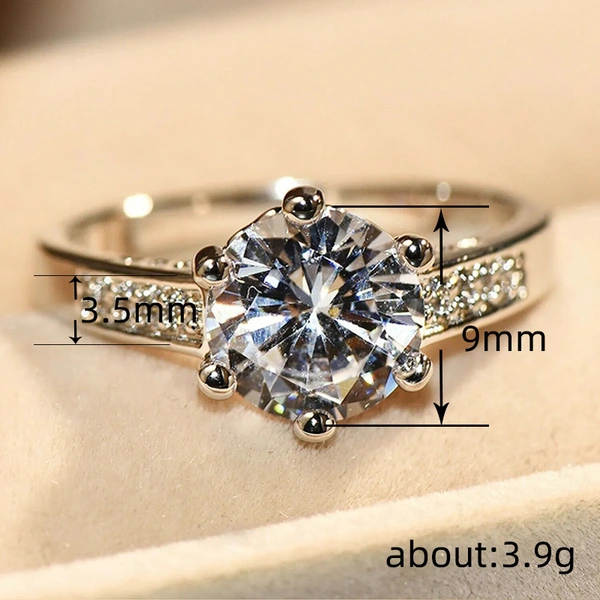  Micro-inlaid couple wedding proposal wedding ring European and American style royal classic imitation diamond ring fashionable six-claw ring
