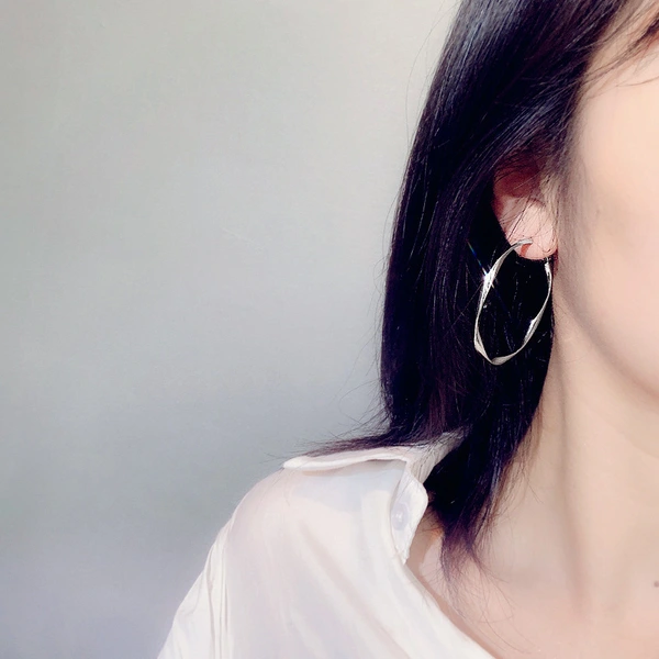  European and American French temperament earrings fashionable geometric large hoop earrings trendy popular personality match