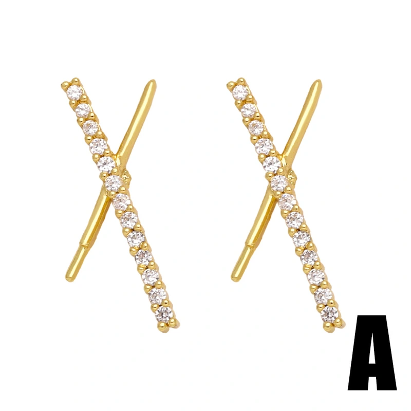 Simple, exquisite, small, diamond-studded zircon, star, lightning, flower, cat, earrings, niche, mini earrings ert30