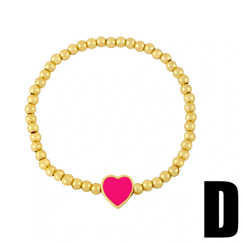 Clearance gold round bead bracelet 2024 female niche design oil drop love heart hand jewelry brd80