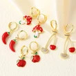 AS jewelry European and American simple design copper plated real gold cherry fruit pepper pendant earrings earrings eru17