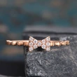  Fashionable new women's bow ring copper plated rose gold inlaid zircon prom party ring jewelry
