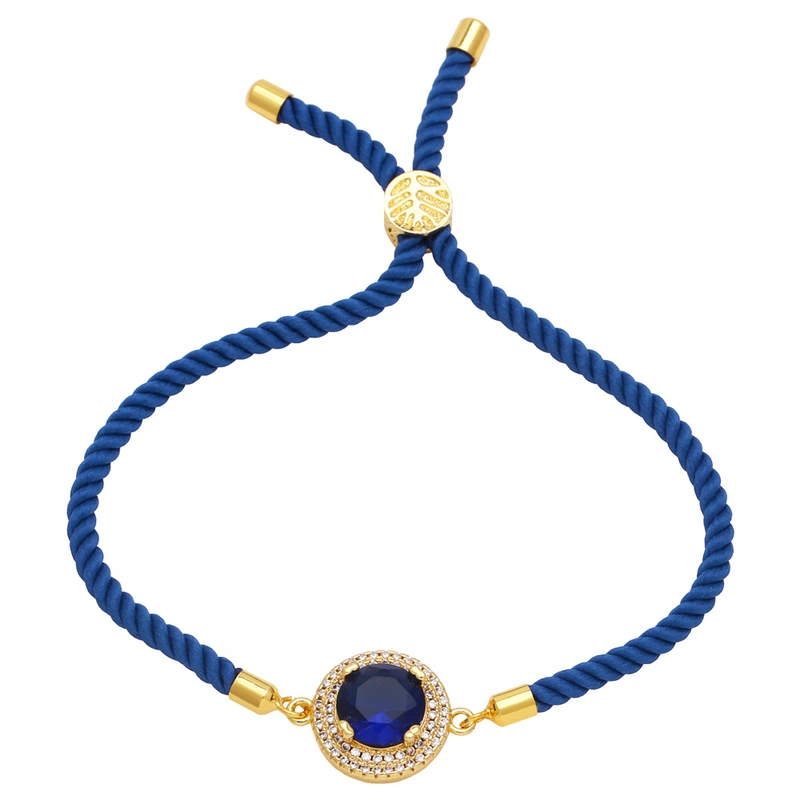 European and American simple fashion inlaid colored zircon bracelet niche design retro high-end hand rope jewelry brm13