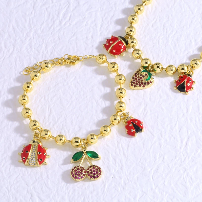 AS jewelry new gold-plated insect strawberry oil drop pendant bracelet bracelet brg27 bracelet