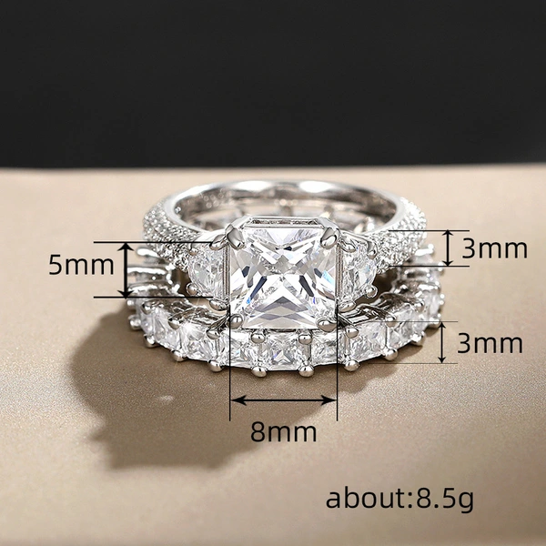  Zircon row diamond ring sterling silver men's and women's big brand index finger ring luxury fashion exaggerated ring