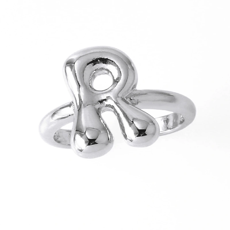 AS jewelry smooth 26 English letters ring female copper plated real gold open ring rih04