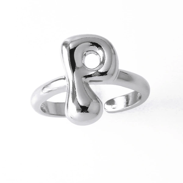 AS jewelry smooth 26 English letters ring female copper plated real gold open ring rih04