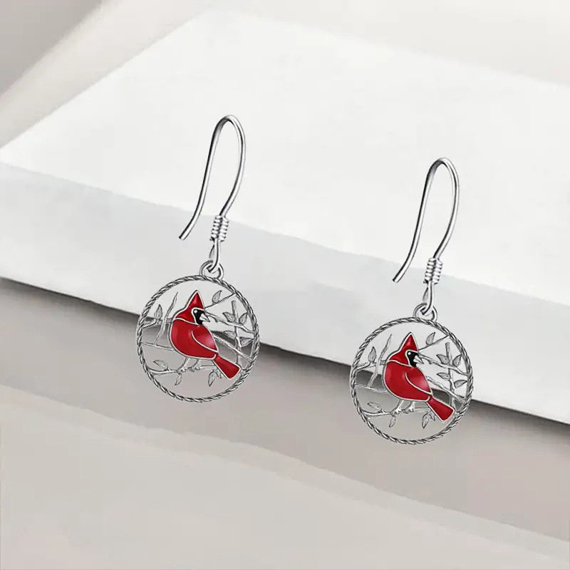  Source manufacturer hot-selling earrings alloy retro bird literary jewelry exquisite oil painting daily wear