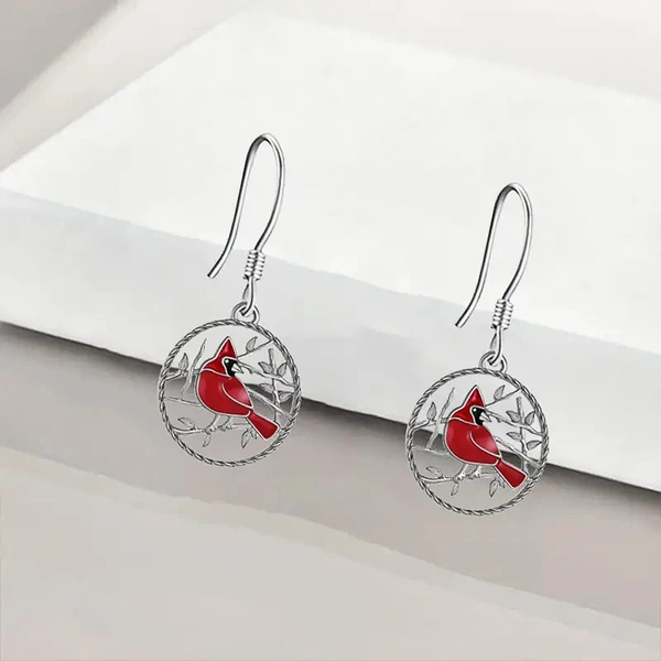  Source manufacturer hot-selling earrings alloy retro bird literary jewelry exquisite oil painting daily wear