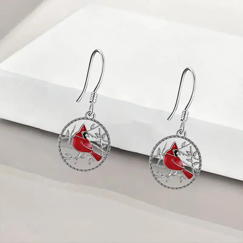  Source manufacturer hot-selling earrings alloy retro bird literary jewelry exquisite oil painting daily wear