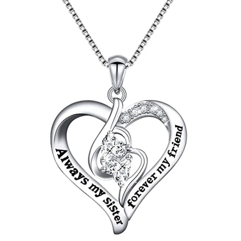  Double heart elegant temperament necklace heart-to-heart good sister pendant European and American hot selling necklace