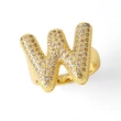 AS jewelry 26 English letters ring female gold-plated full zircon open ring rih31