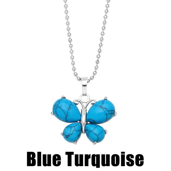 Crystal agate butterfly necklace for women 2023 new European and American hot selling pendant necklace wholesale nkb612