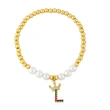 26 English letters bracelet female European and American copper beads pearl elastic bracelet fashion crown letter bracelet brf80