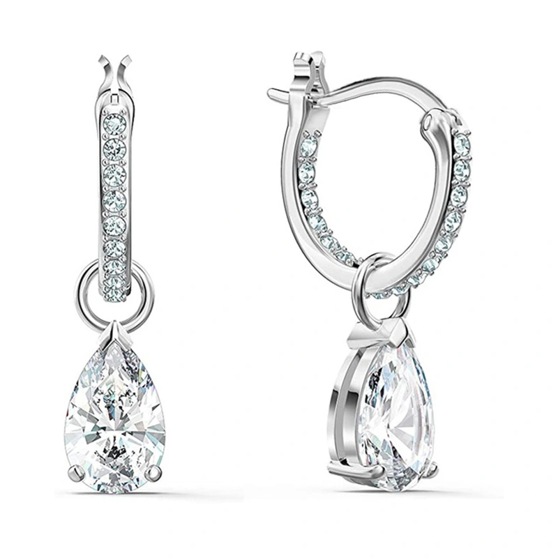 Hot selling star style simple, elegant and smart teardrop-shaped zircon earrings, detachable earrings for women