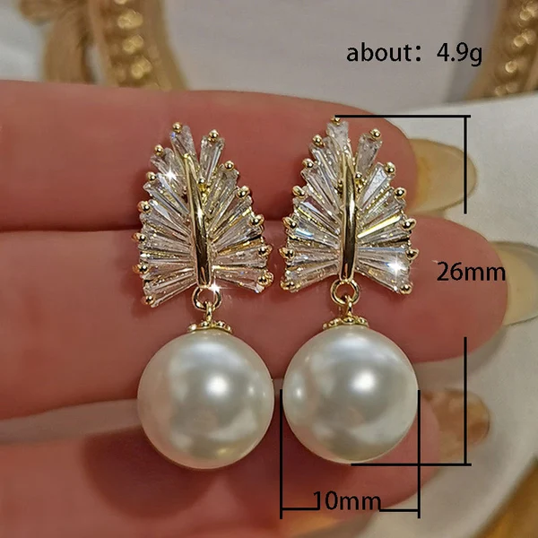 Baroque style imitation pearl earrings exquisite wheat ear zircon earrings shiny temperament women's earrings