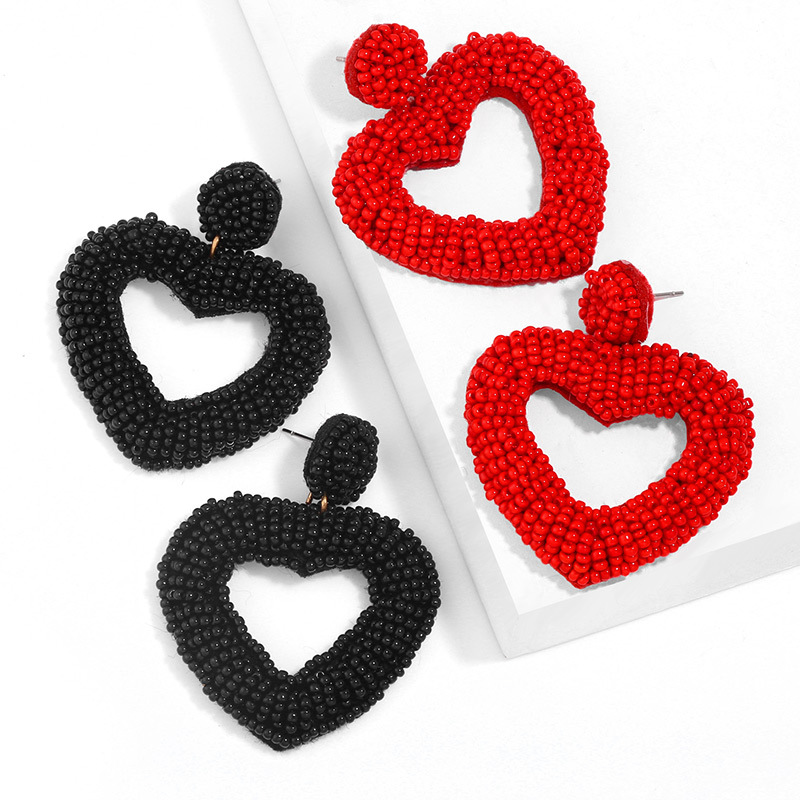 Clearance 2023 Bohemian earrings hand-woven heart peach heart rice bead earrings earrings erw63