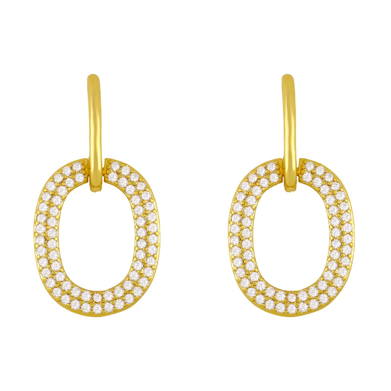 Clearance zircon earrings female net red geometric oval water drop earrings European and American retro cold style earrings erw81