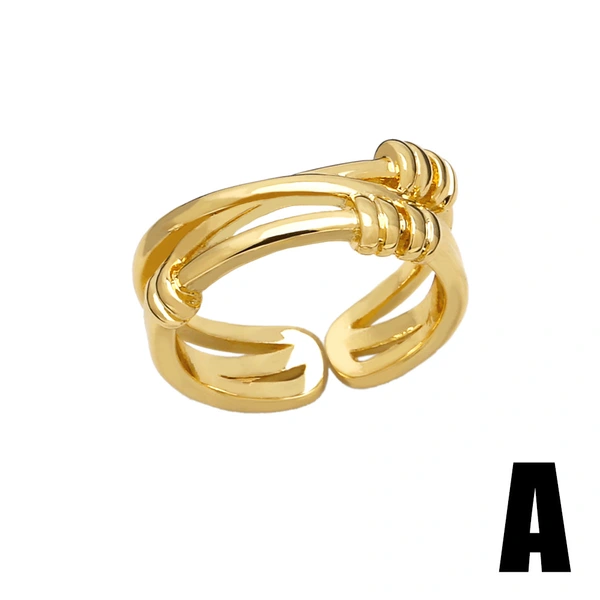 Clearance jewelry hot sale irregular ring women's polished copper plated 18k gold open ring rih93