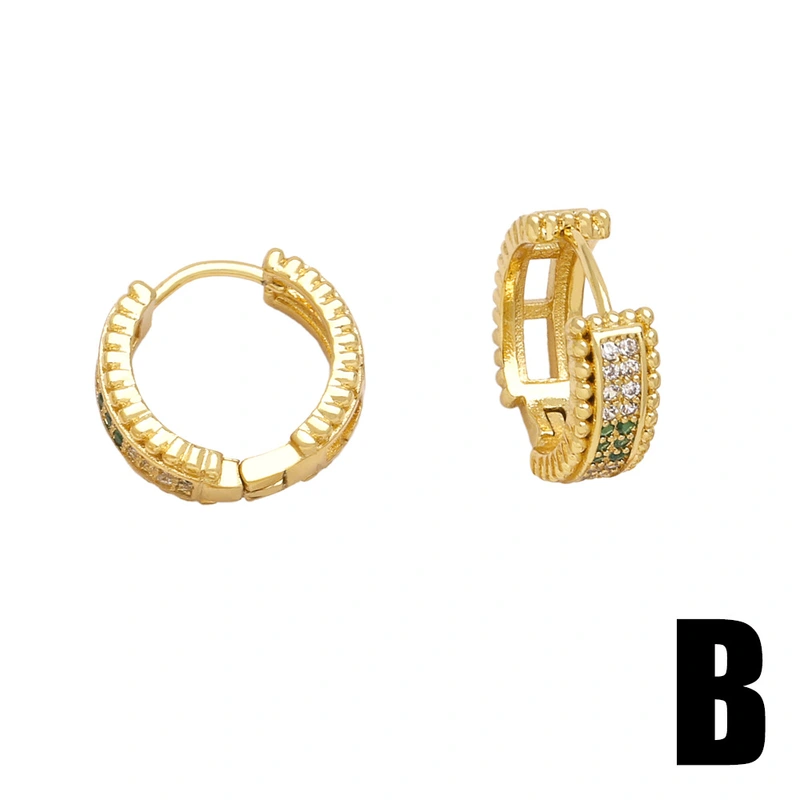 Hot selling colorful zircon earrings temperament versatile gold-plated earrings female erv26