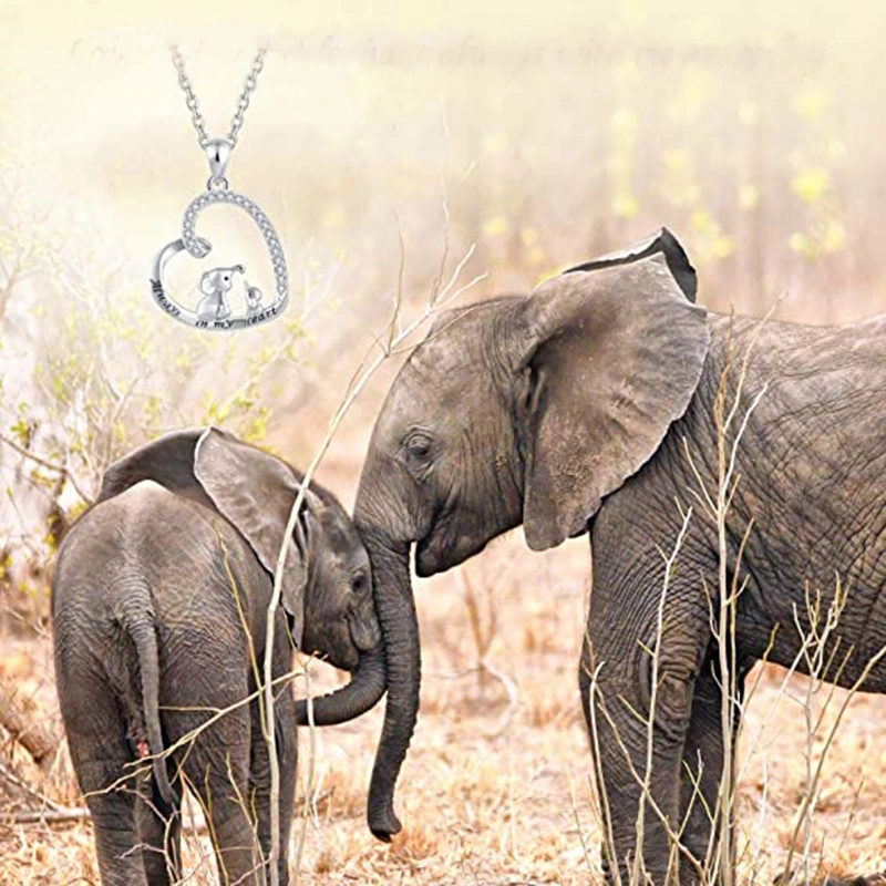 Exquisite and fashionable necklace for office ladies, fresh and sweet elephant heart design, always in my heart, Mother's Day bestie style