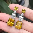 2024 European and American new earrings light luxury emerald cut zircon earrings female internet celebrity style personality earrings
