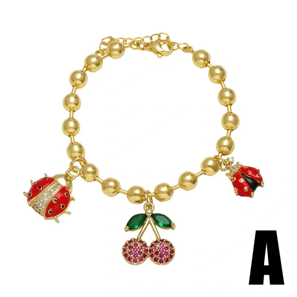 AS jewelry new gold-plated insect strawberry oil drop pendant bracelet bracelet brg27 bracelet