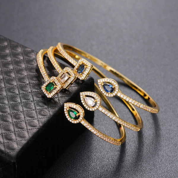 Open bracelet trend brass zircon bracelet temperament Korean style simple banquet hand jewelry gift wholesale
