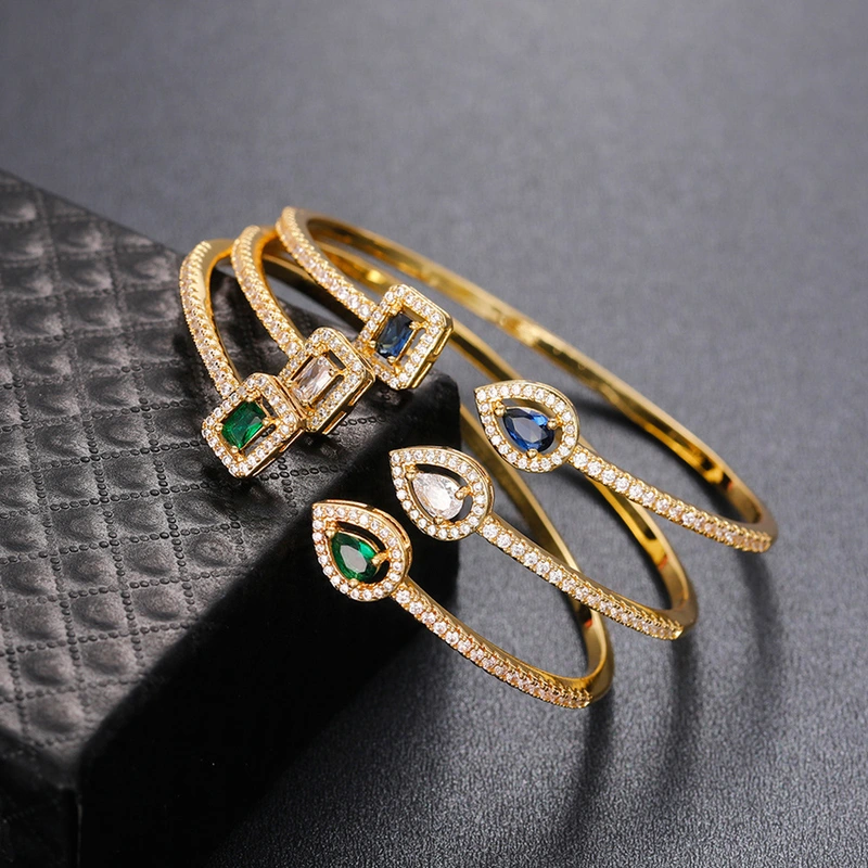 Open bracelet trend brass zircon bracelet temperament Korean style simple banquet hand jewelry gift wholesale