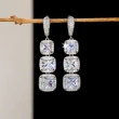 European and American shiny square zircon earrings for women, light luxury high-end zircon colored gemstone long earrings, factory direct sales