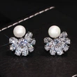 Korean style simple new earrings exquisite snowflake zircon imitation pearl earrings high-end lady temperament earrings