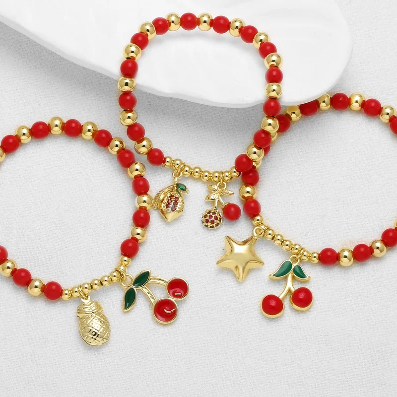 AS jewelry new fruit cherry pendant bracelet beaded hand jewelry brh19 bracelet