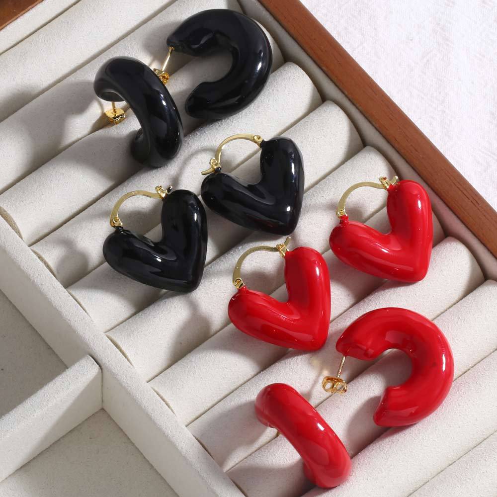 Clearance AS jewelry love heart C-shaped oil-plated gold-plated earrings earrings female ery31