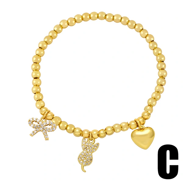 European and American personality pearl bracelet female Internet celebrity fashion temperament bow heart cat bracelet hand jewelry brj40