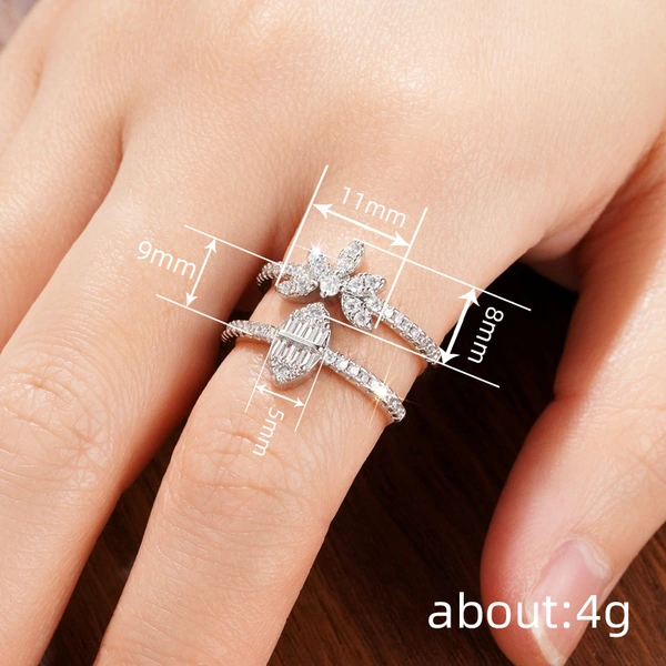  Japanese and Korean gentle sweet exquisite ring female double layer design horse eye jewelry shiny design