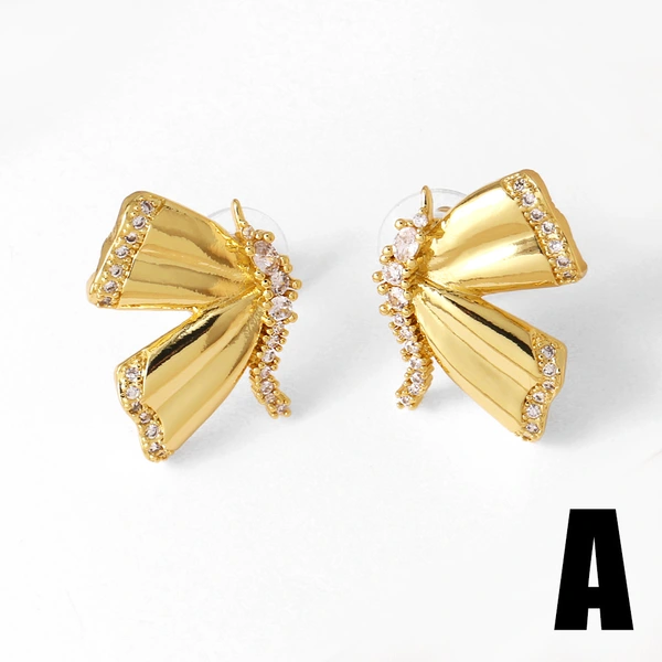 New hot selling butterfly earrings for women gold-plated and inlaid with zircon five-pointed star love earrings ert76