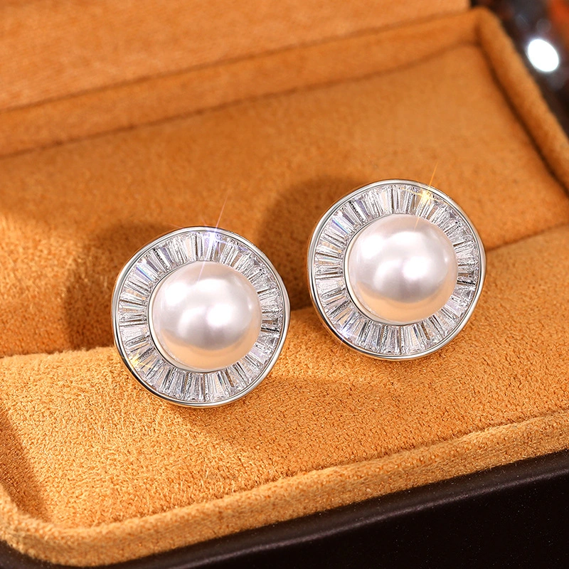 New style gentle small fragrance style earrings for women high-end temperament irregular round earrings imitation pearl earrings