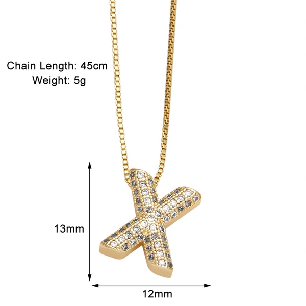 Temu hot selling 26 English letters necklace inlaid with zircon gold-plated clavicle necklace jewelry nkp54