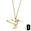 Hot selling micro-inlaid colored zircon animal necklace European and American style niche golden bird pendant nkb301