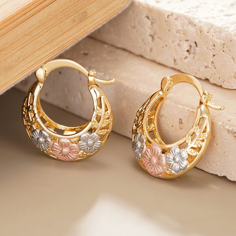 Korean style small fresh forest earrings for women three-color oil painting frosted small flower accessories lady gentle style earrings