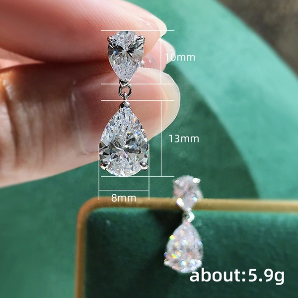 2023 New Water Drop Earrings for Women Exquisite Zircon Pear-Shaped Earrings Elegant Temperament Internet Celebrity Earrings