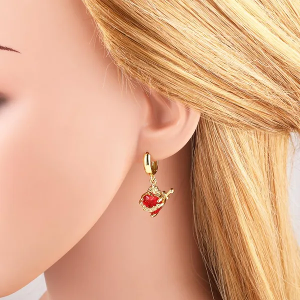AS jewelry hot selling wind drop oil love heart shaped mushroom pendant earrings earrings era141