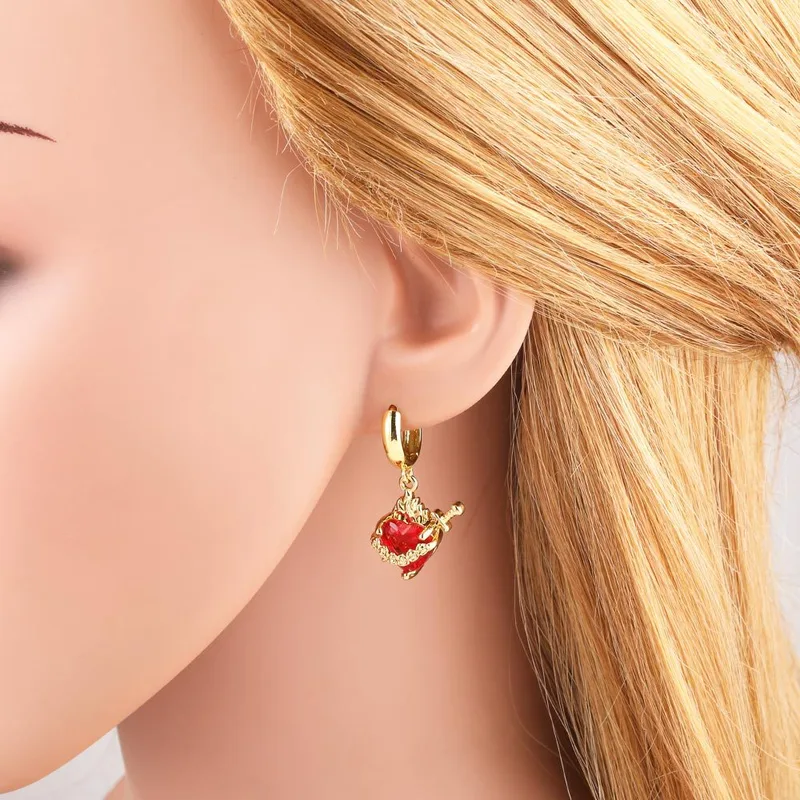 AS jewelry hot selling wind drop oil love heart shaped mushroom pendant earrings earrings era141