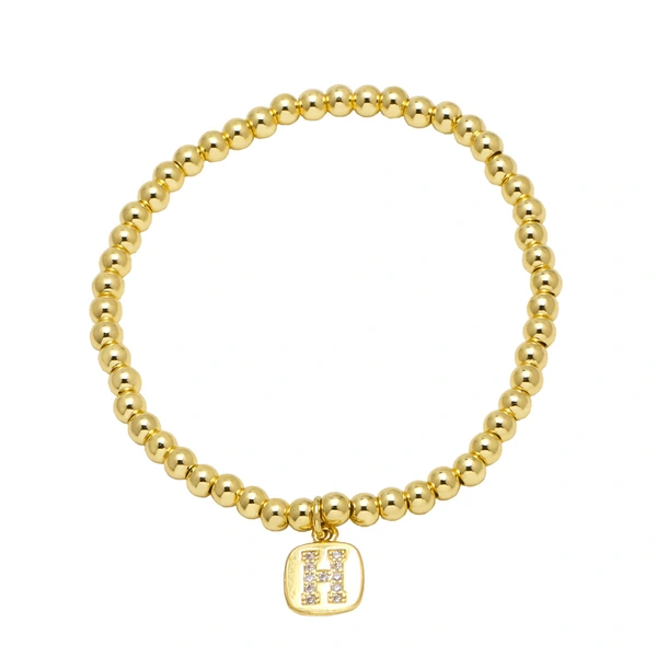 AS jewelry hot selling square 26 English letters pendant bracelet female beaded bracelet brf55